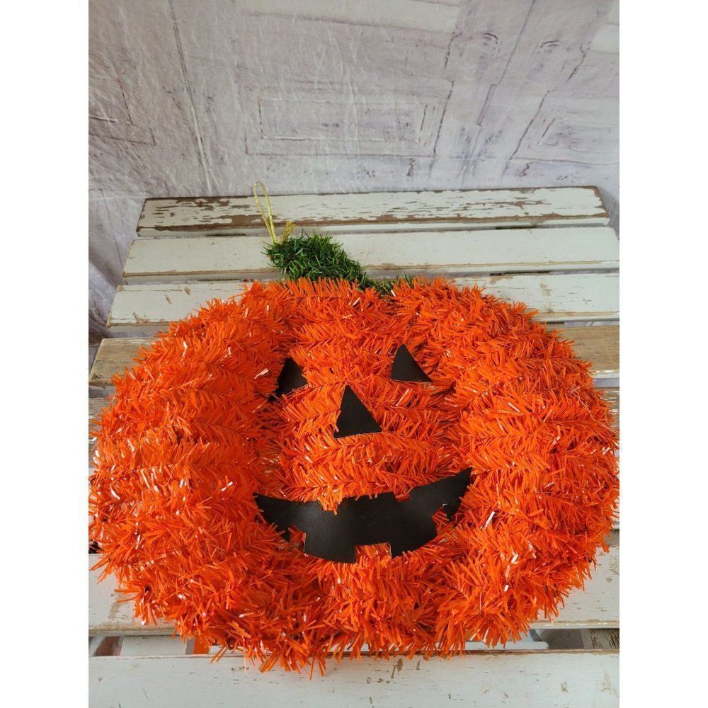 Vintage Shimmer pumpkin hanging Halloween home decor front door